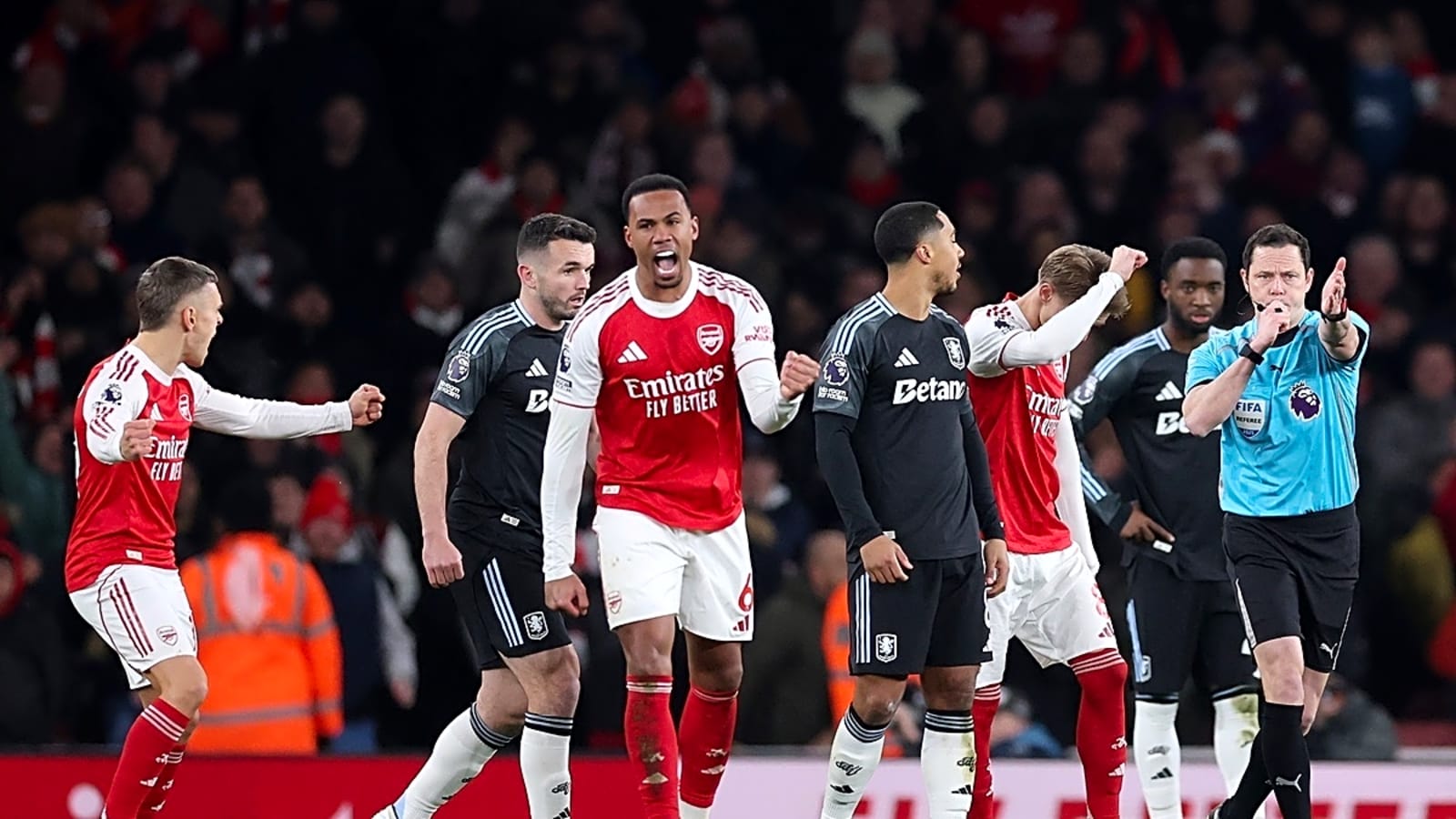 Did Gabriel suffer an injury before being subbed off against Aston Villa?