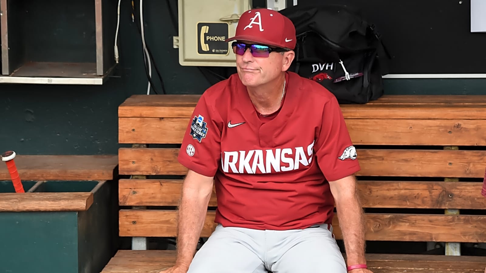 Arkansas Razorbacks celebrate with their fans in a way you don&#39;t ever see after beating Tennessee to advance to Omaha