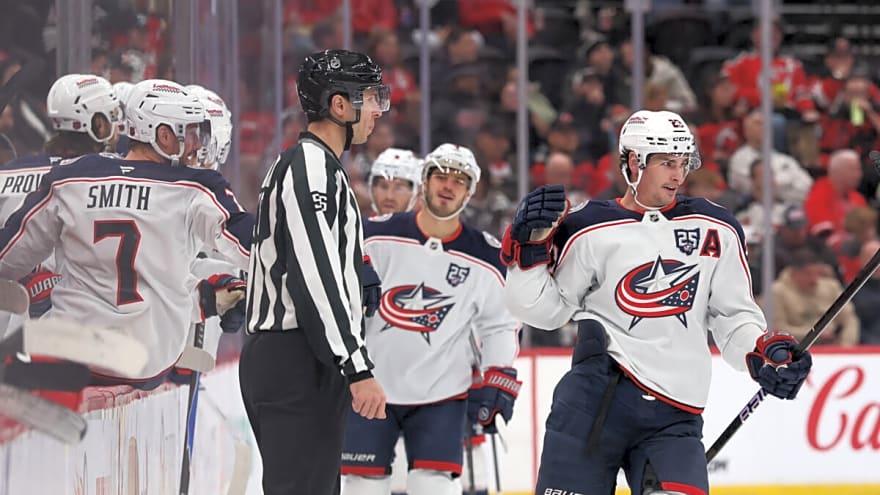 Monahan Scores Twice as Blue Jackets Defeat Devils 5-3