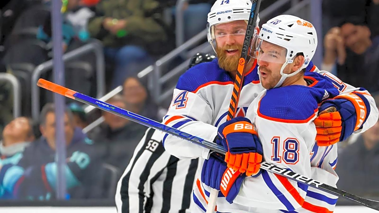 Oilers’ Mattias Ekholm, Zach Hyman leave game against Sharks with injuries