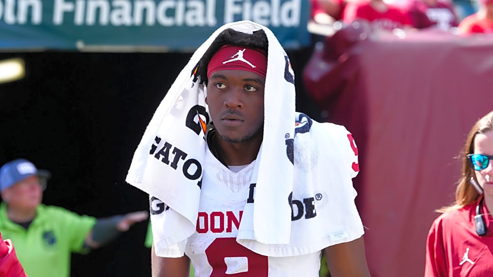 Alternate Angle of Oklahoma WR Keontez Lewis’ Collision With Brick Wall