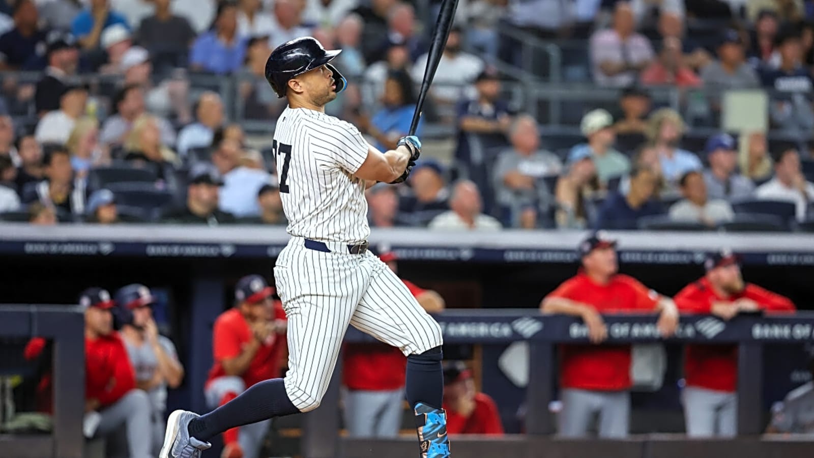 Yankees Rookie Gets Called Out for Viral Reaction to Giancarlo Stanton Homer