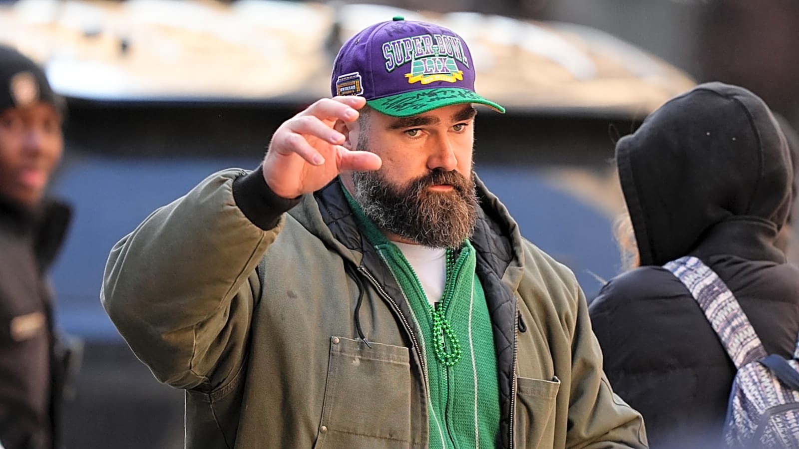 Jason Kelce became the ultimate third wheel when things got too real between Taylor Swift and Travis Kelce on New Heights