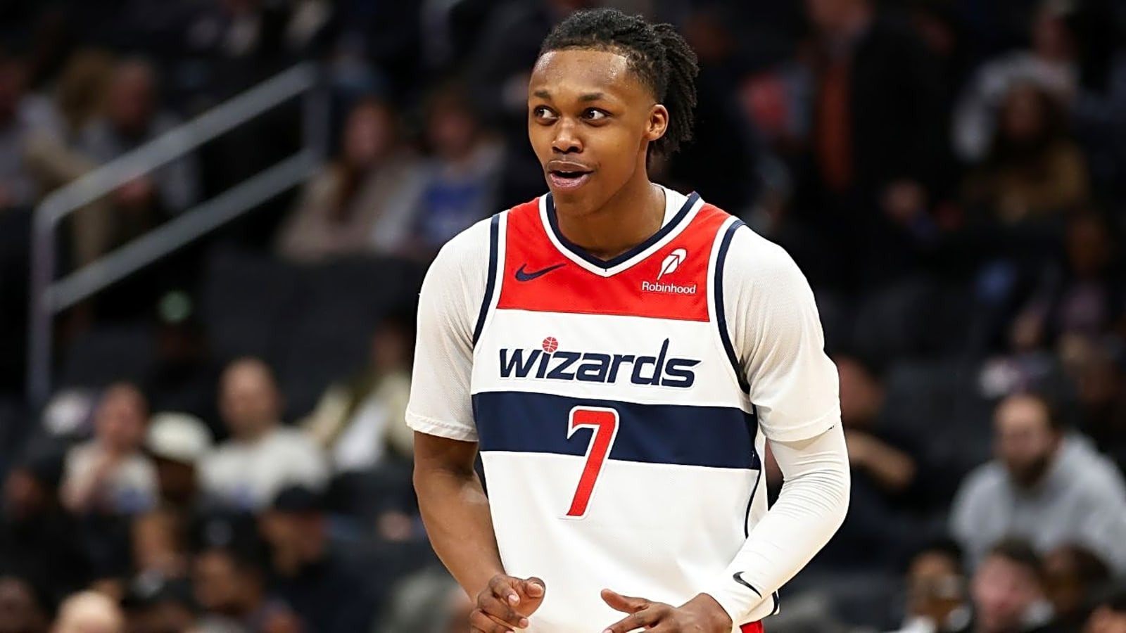 Bub Carrington speaking during a media session about Wizards strategy