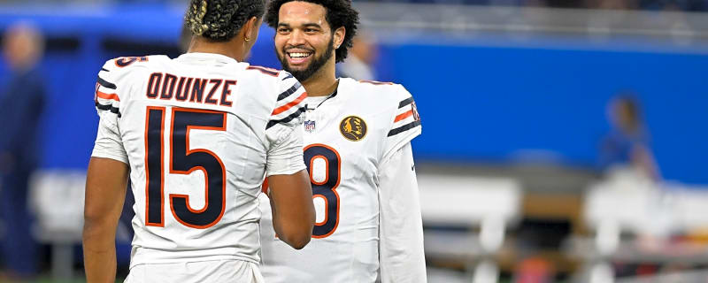 Mics catch Caleb Williams’ message to Rome Odunze after mistake vs. Patriots