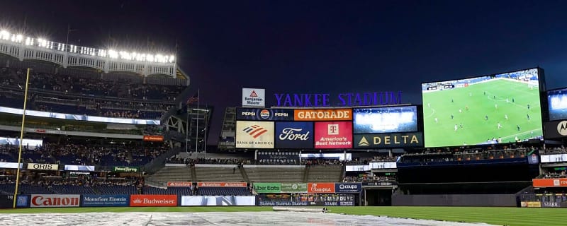 New York Yankees keep fans entertained by showing World Cup game during rain delay at Yankee Stadium