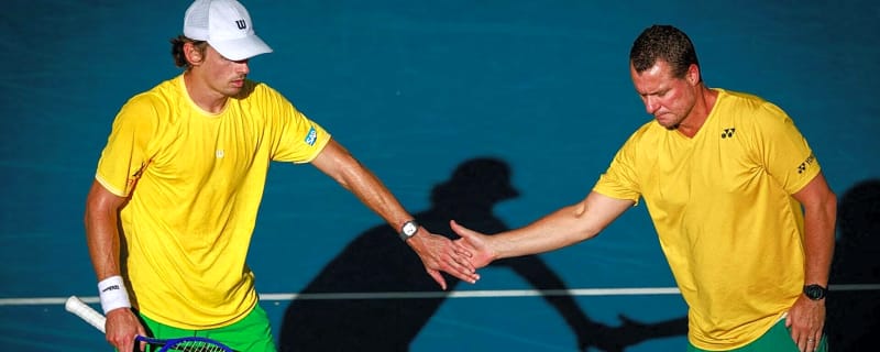 Alex de Minaur reveals whether Lleyton Hewitt will stay in his coaching box permanently after win in Beijing