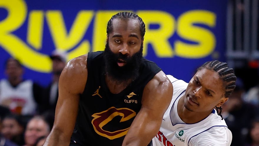 James Harden reacts to Cavaliers' Game 1 loss to Pistons