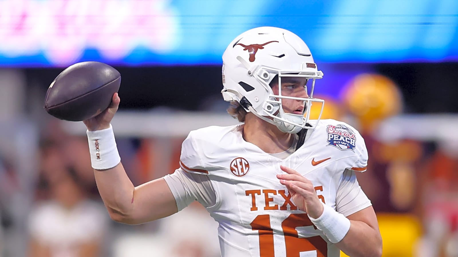 Texas' Manning reacts to grandfather's 2026 NFL Draft prediction