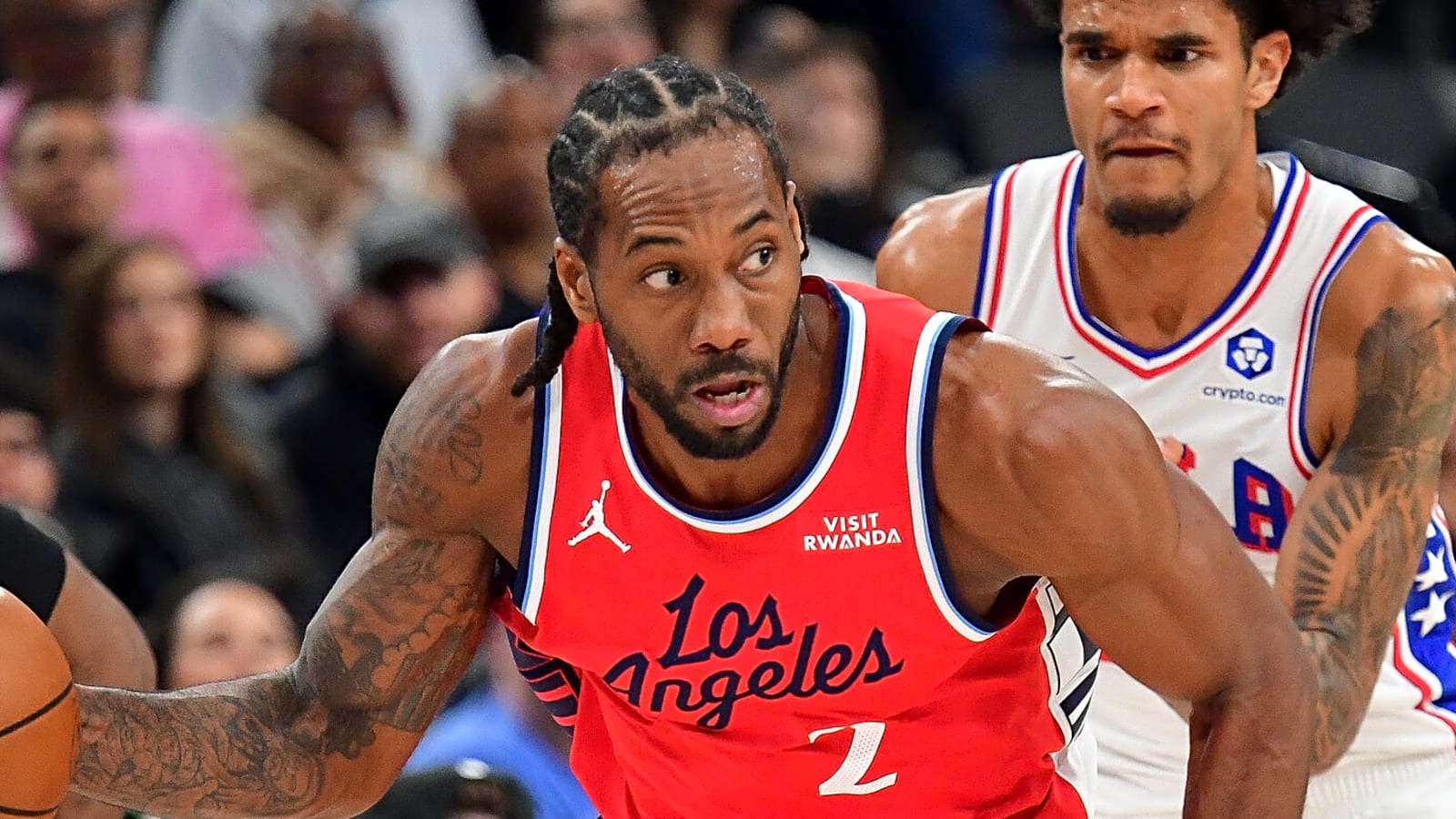 Kawhi Leonard reacts to James Harden's shocking trade request