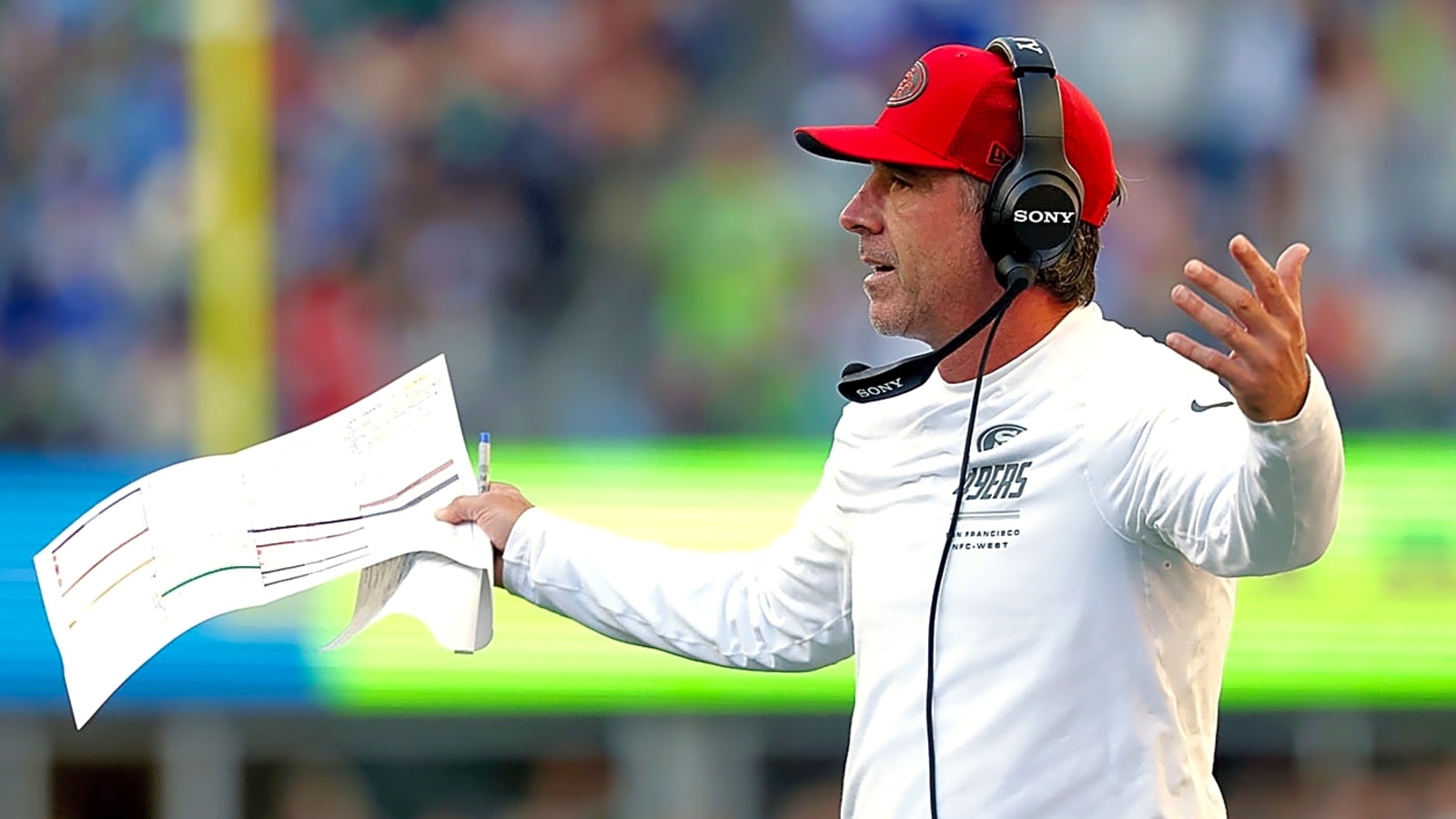 49ers' Kyle Shanahan reacts to De Greenlaw suspension