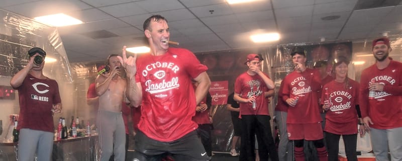 Reds’ Brent Suter was dancing like a maniac during celebration
