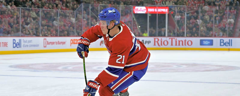 Practice: Kaiden Guhle and Jake Evans skate in regular jerseys