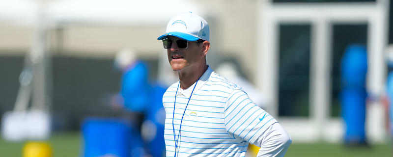 Watch: Jim Harbaugh surprisingly joins Chargers for on-field drills