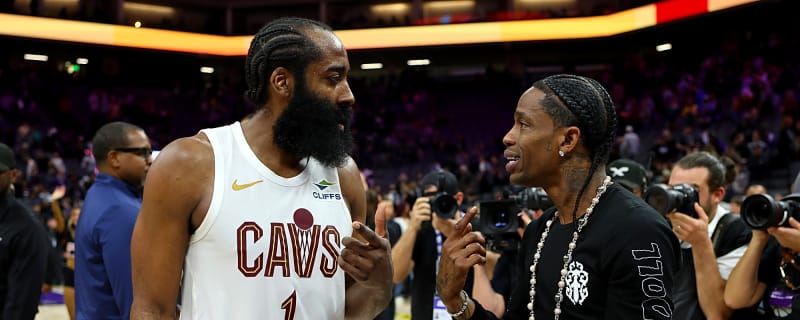 Travis Scott was completely unhinged as he crashed James Harden’s postgame interview