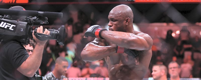Kamaru Usman reacts after being picked by Islam Makhachev for first welterweight title defense