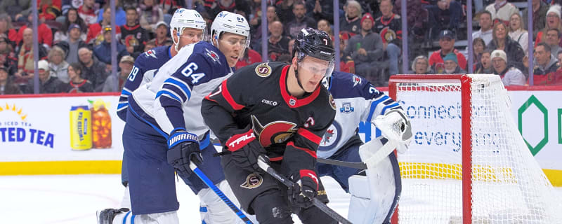 Brady Tkachuk knocked down after wild Logan Stanley sucker punch