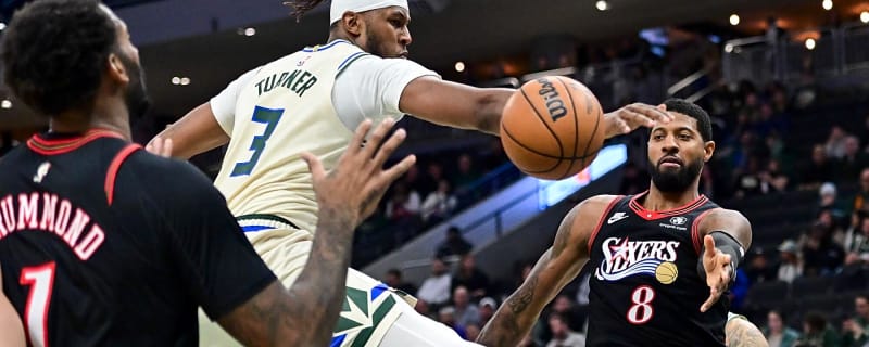 Myles Turner’s antler celly seemingly gets mocked by Paul George during Bucks-76ers