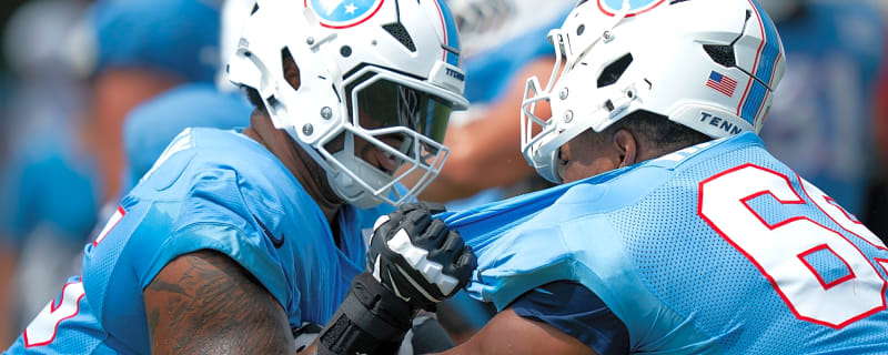 JC Latham may have just had his best practice as a Titan against 49ers in joint training camp