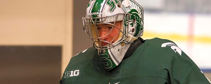 Red Wings’ Trey Augustine is one of the NHL’s top goaltending prospects