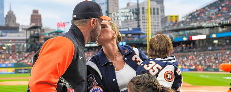 Justin Verlander gets a surprise from Kate Upton in his final career game