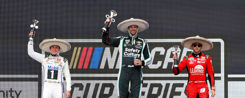 Watch: Chase Elliott and Christopher Bell Fumble Podium Champagne Celebration at Mexico City