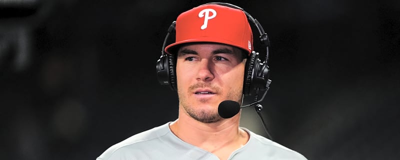 J.T. Realmuto exits game after getting hit by baseball in groin