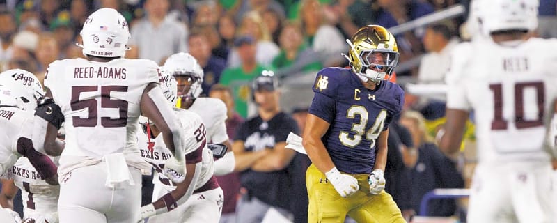 Notre Dame LB Drayk Bowen takes the media through what went wrong during the game-winning touchdown for the Texas A&M Aggies 