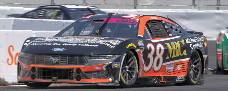 Zane Smith reacts after getting ‘hooked in right rear’ by Christopher Bell at Brickyard 400