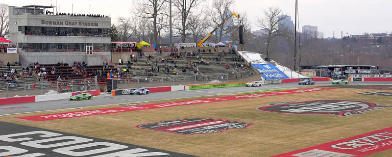 Sleet comes down during NASCAR Clash at Bowman Gray Stadium