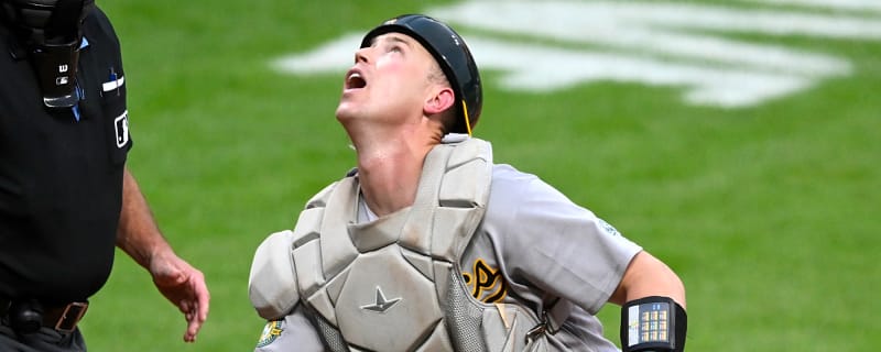 Watch: Athletics catcher hit in the face by a foul ball