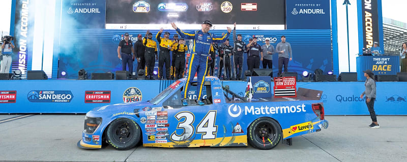 Layne Riggs wins NASCAR Truck Series race at New Hampshire; Tyler Ankrum hangs onto final Chase spot