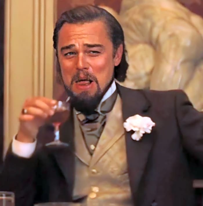 Leonardo DiCaprio laughing