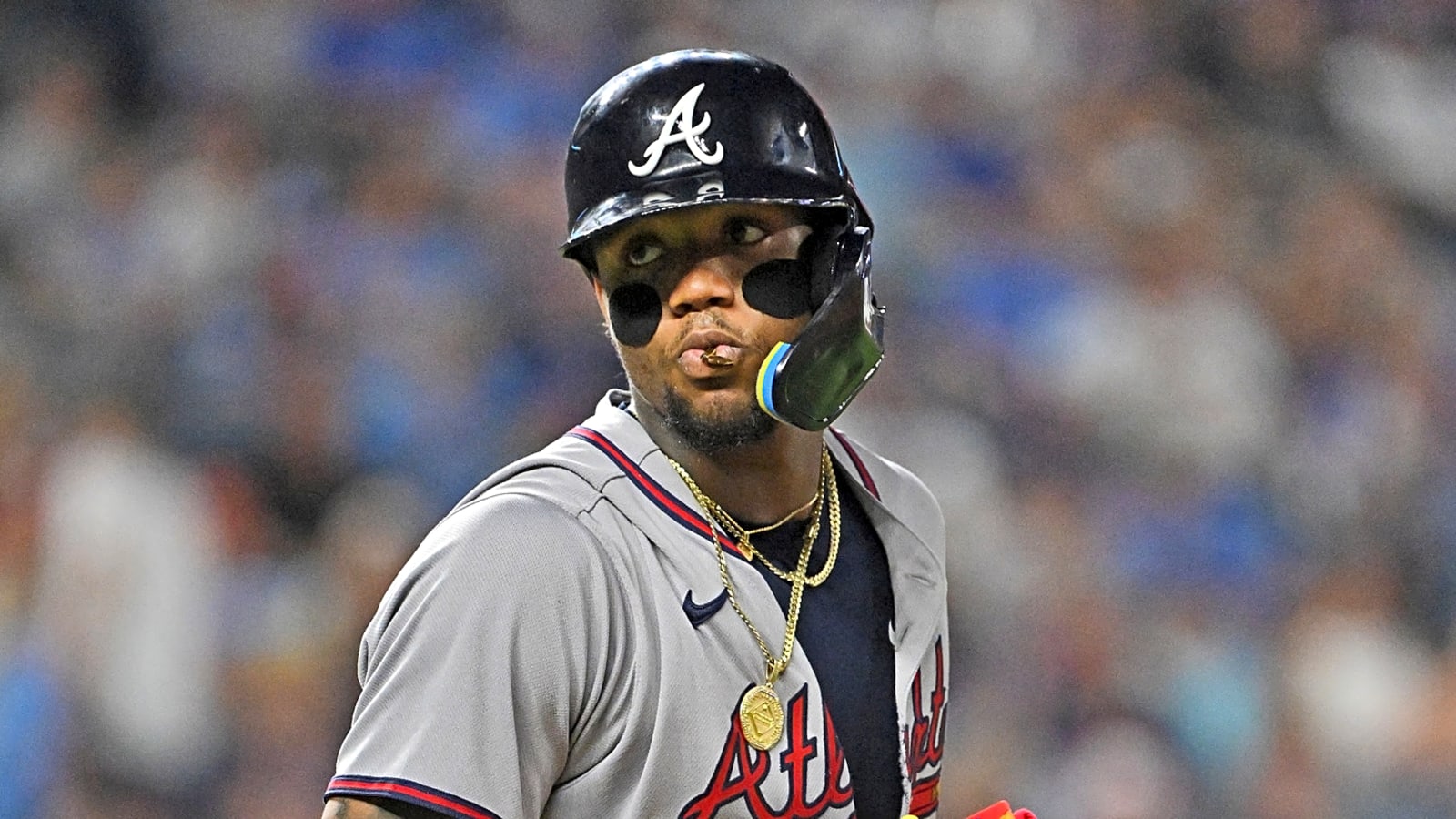 Ronald Acuña Jr. removed from Braves game with Achilles tightness