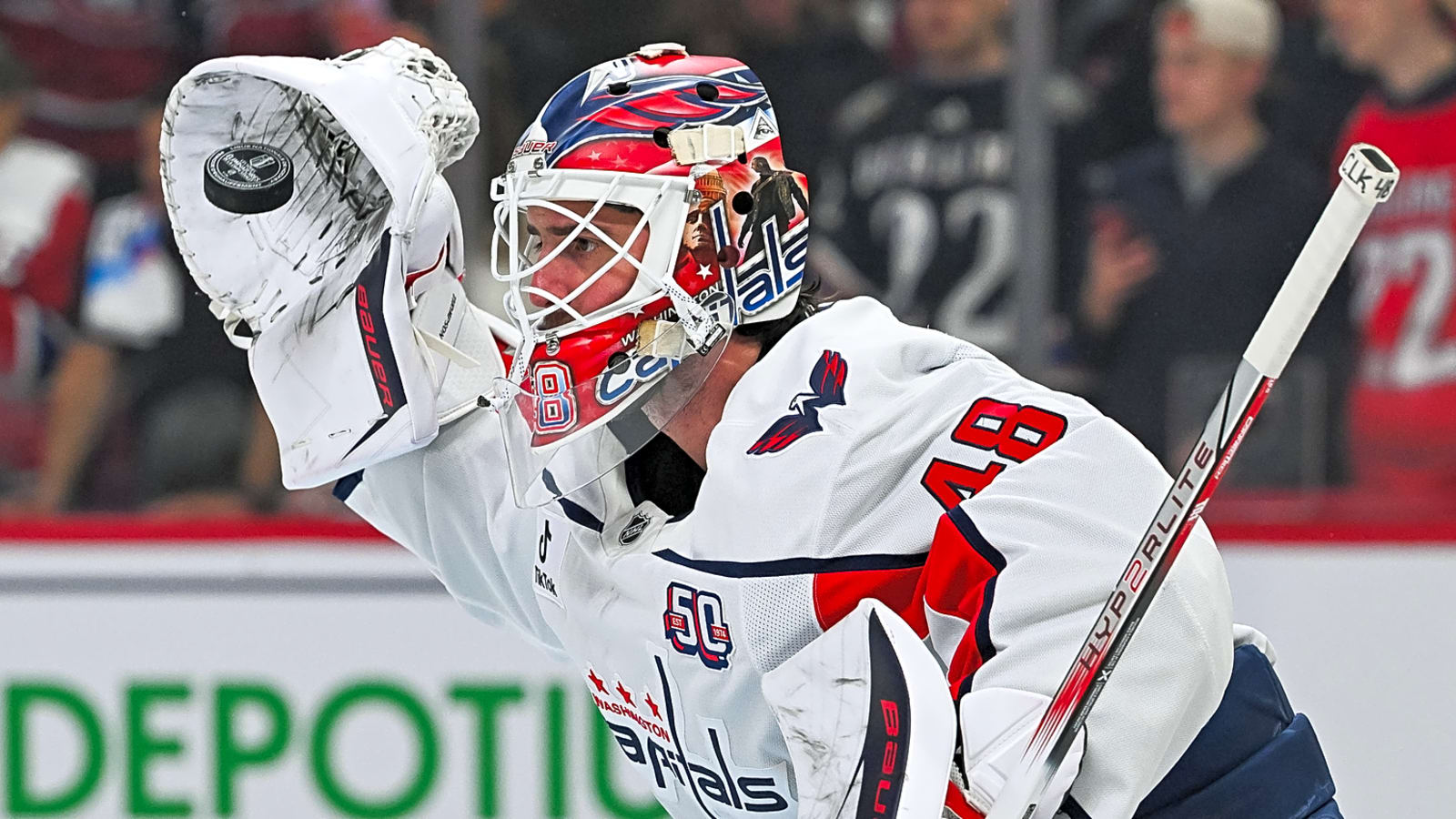 Watch: Capitals goalie Logan Thompson makes save of the playoffs