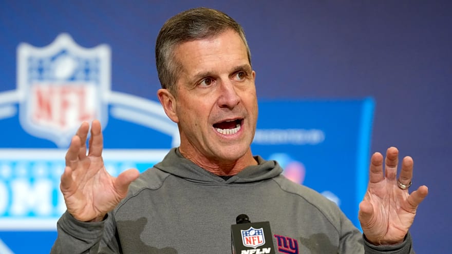 Giants HC John Harbaugh reacts to star's trade request