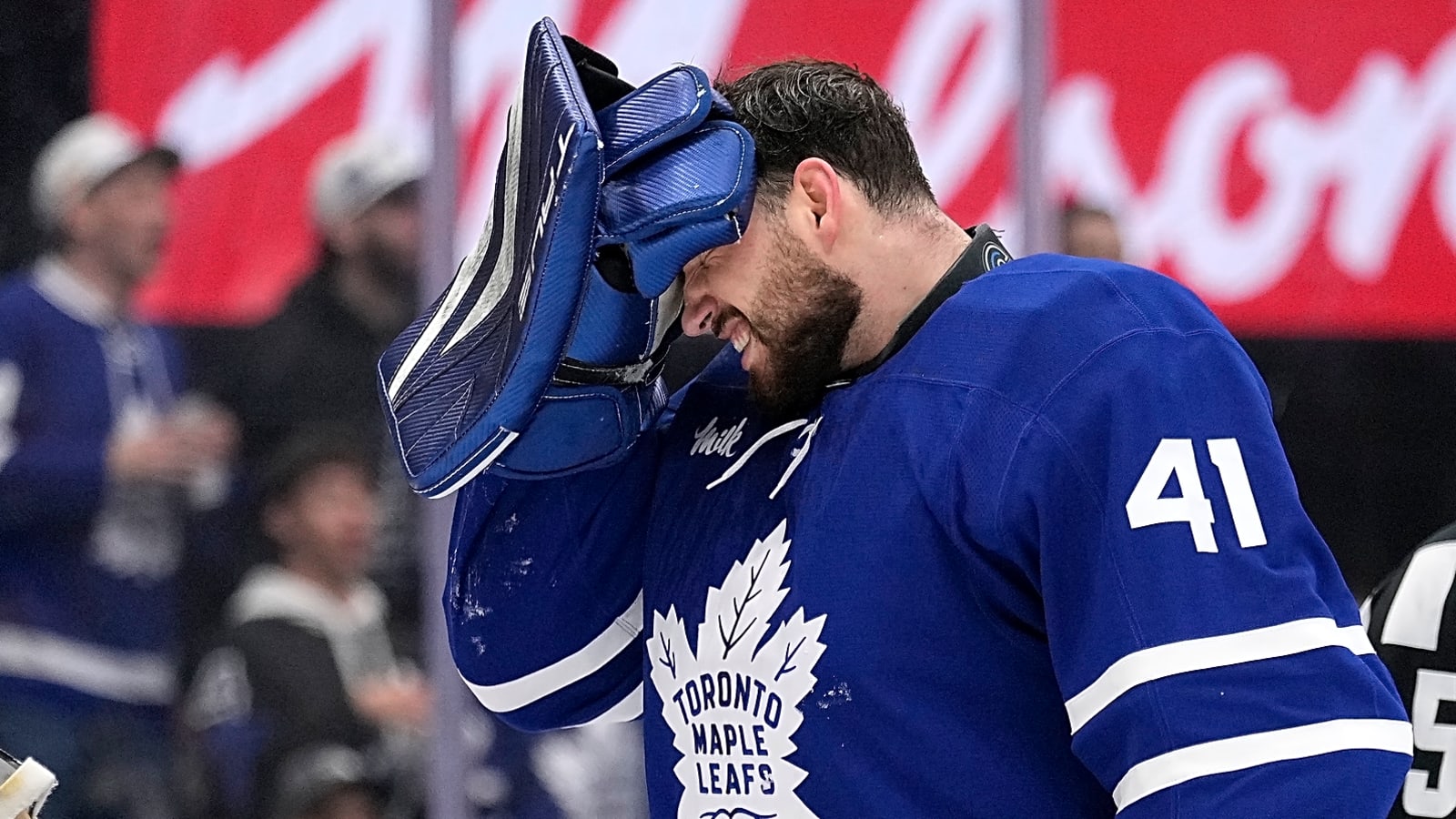 Leafs’ Stolarz Leaves Arena on Stretcher After Game 1 Hit to Head