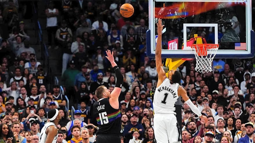 Watch Spurs’ Victor Wembanyama stuff Nikola Jokic not once but twice in a row during FIBA World Cup qualifiers