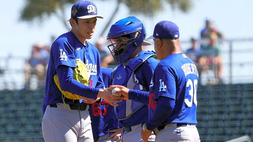Roki Sasaki pulled from Dodgers-Angels spring training game after just 30 pitches