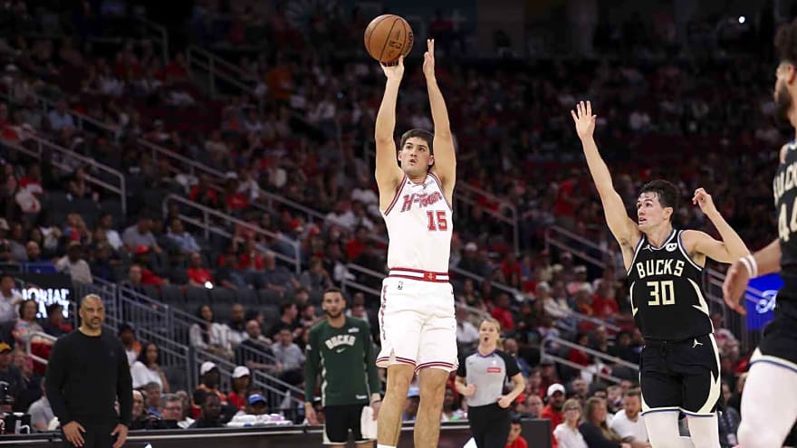 Rockets’ Reed Sheppard one triple shy of franchise record in win over Bucks