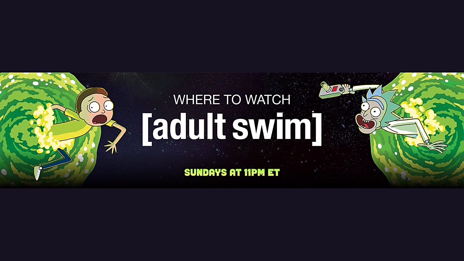 banner image of Rick and Morty TV show against a dark blue background