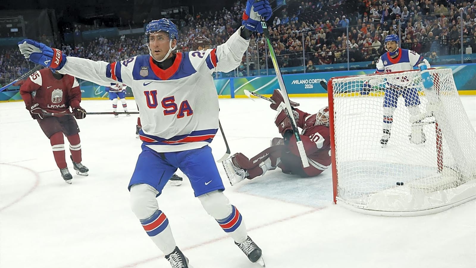 Brock Nelson, US drill Latvia 5-1 in men's hockey opener in Milan