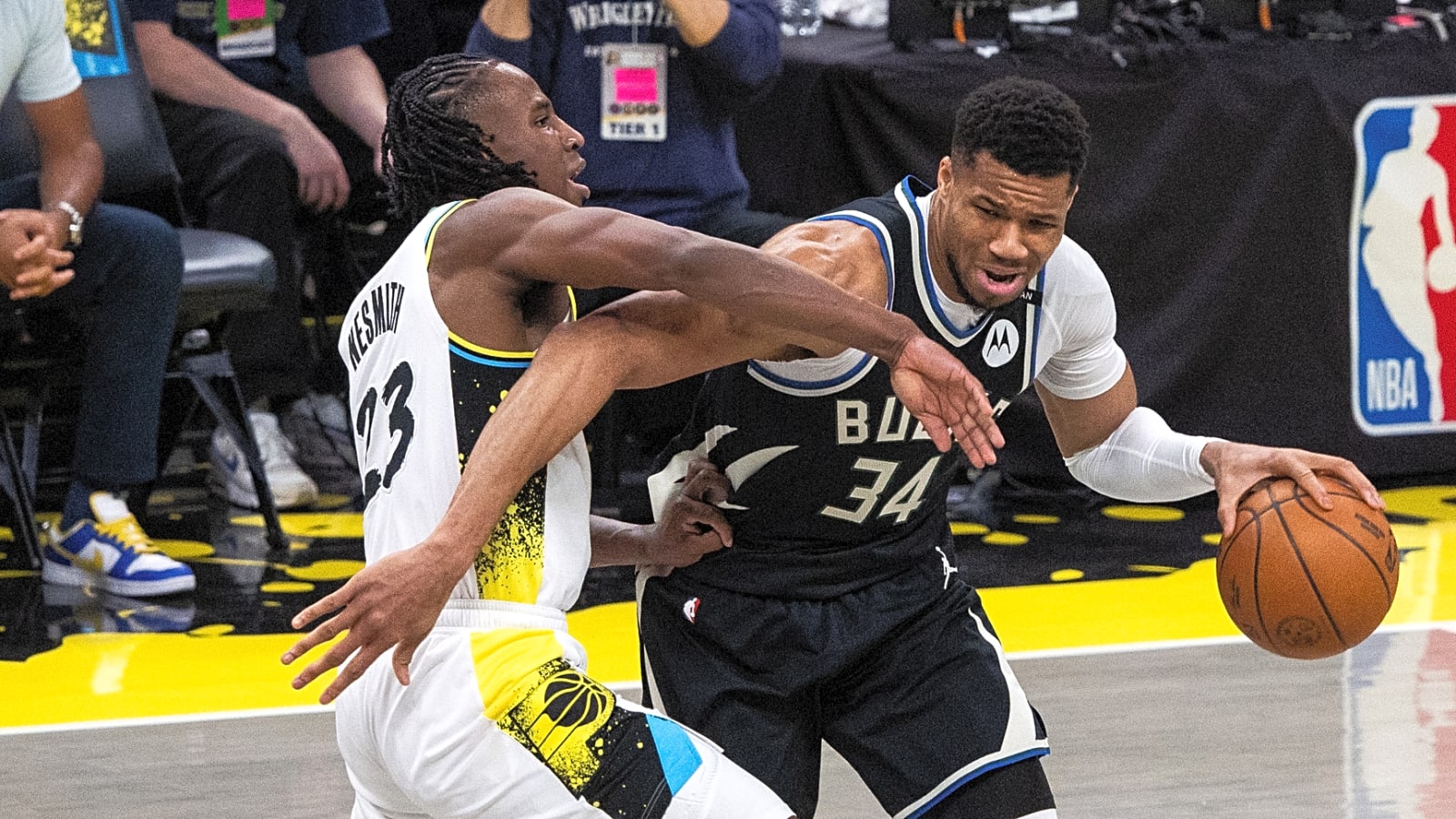 Watch: Bucks-Pacers Game 2 gets heated after foul to Siakam