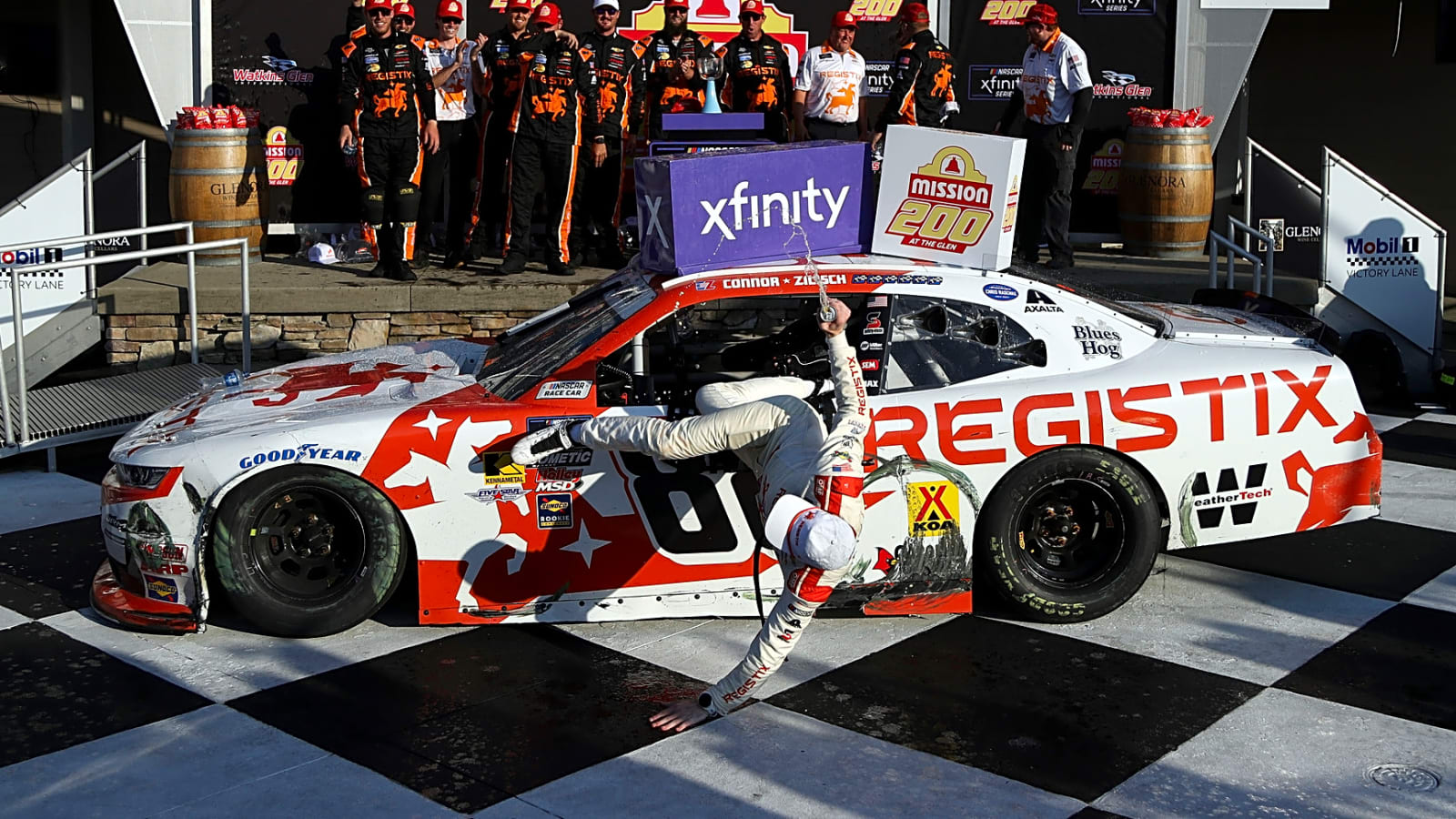 Kevin Harvick reacts to Connor Zilisch fall in Victory Lane, reveals message to his dad