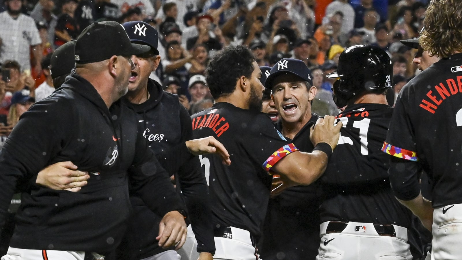 Watch Benches clear during YankeesOrioles after player gets hit by pitch Yardbarker