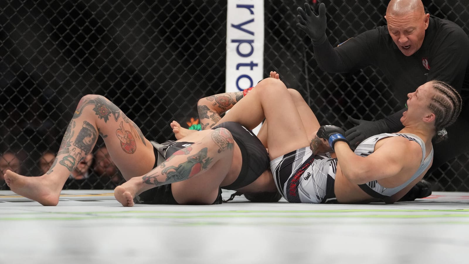 Julija Stoliarenko appears to dislocate Jessica-Rose Clark’s elbow