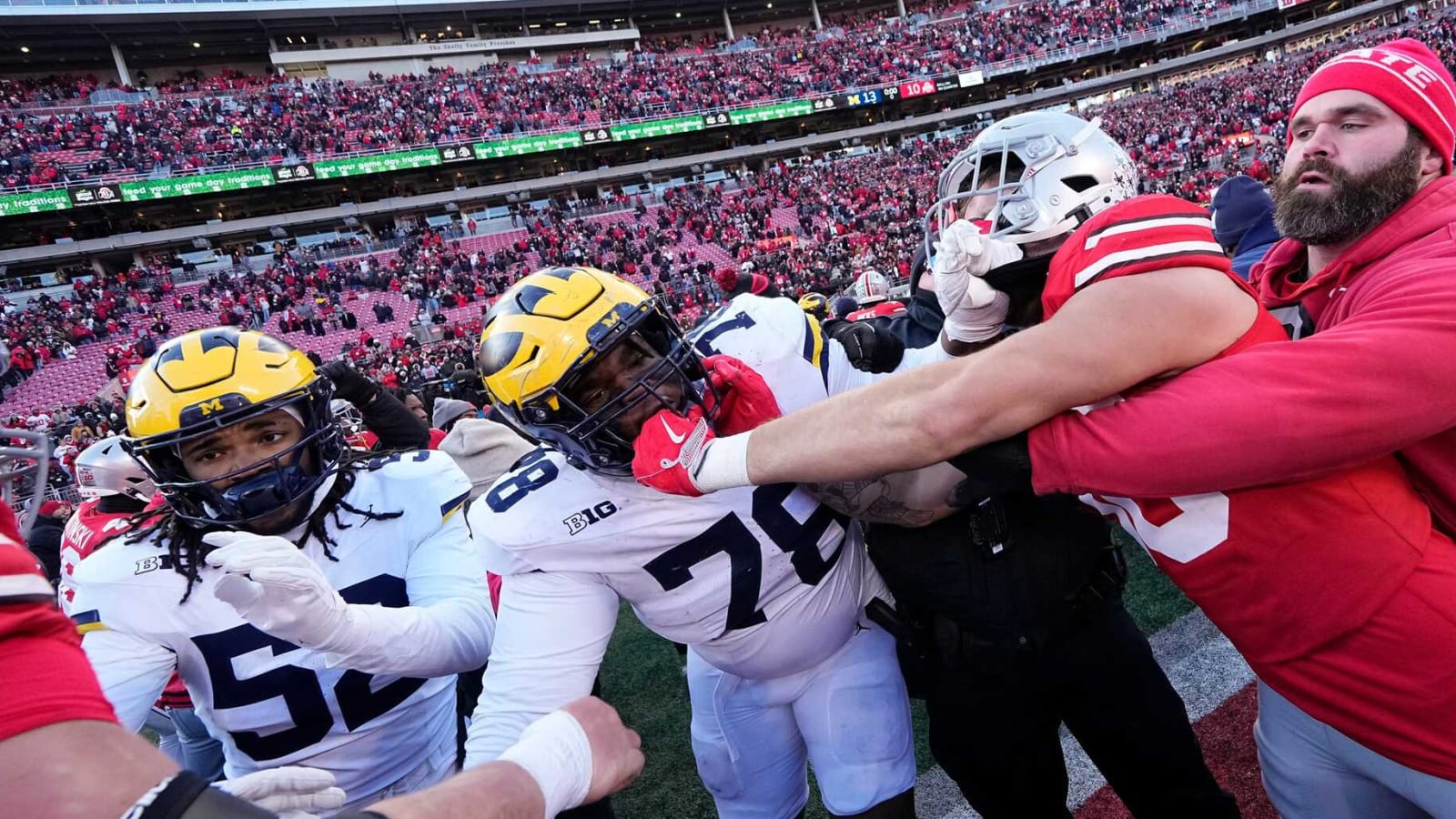 Watch: Michigan-Ohio State brawl after Wolverines upset win