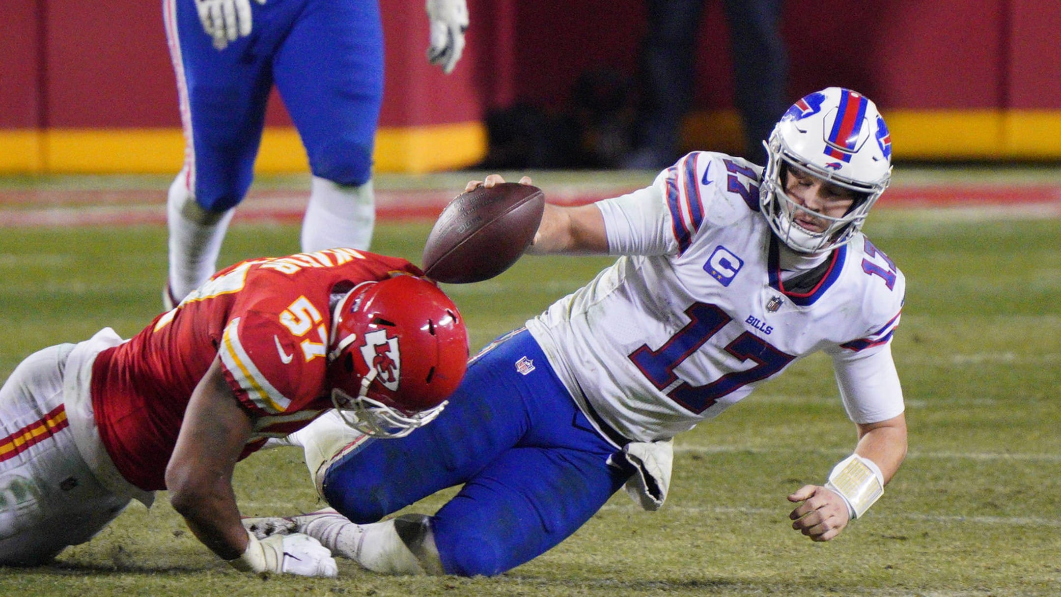 Video: Josh Allen tosses ball at Alex Okafor after late tackle