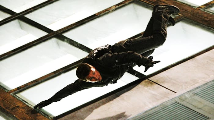 Diving off a Shanghai skyscraper in "Mission: Impossible III" (2006)