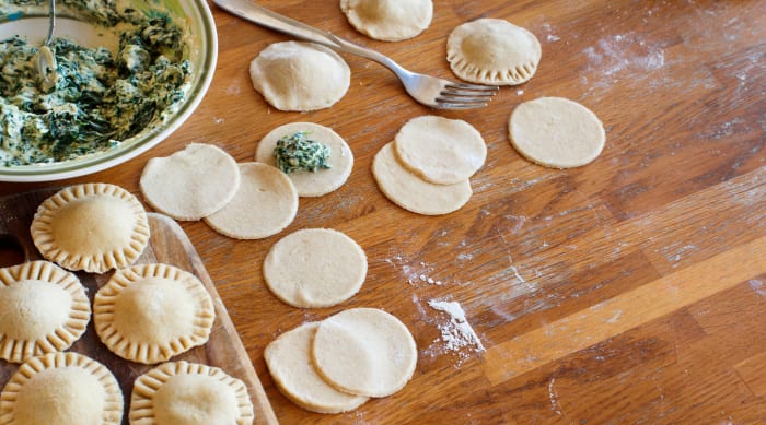 Spinach ravioli